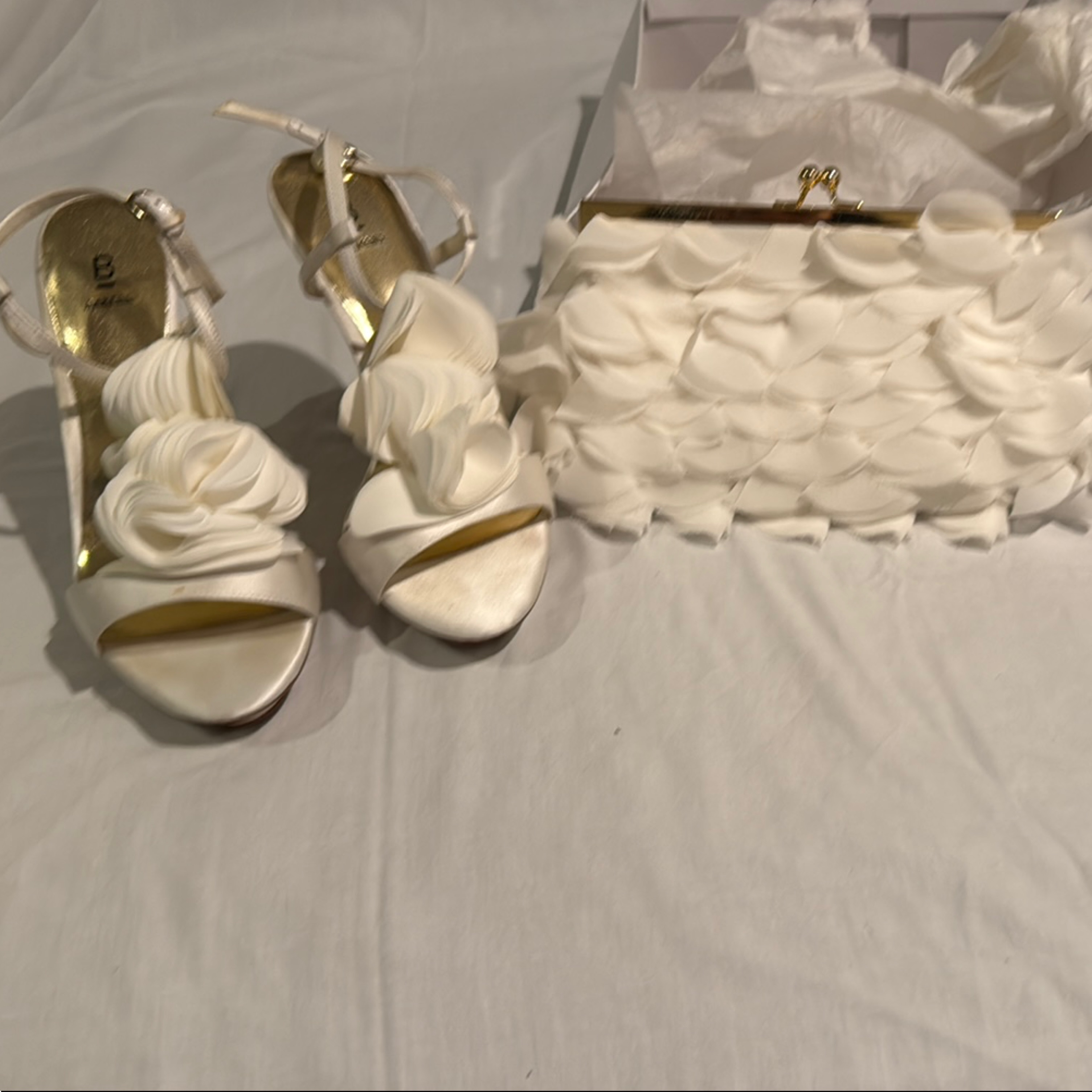 Bakers Ivory Floral Heels With Matching Clutch